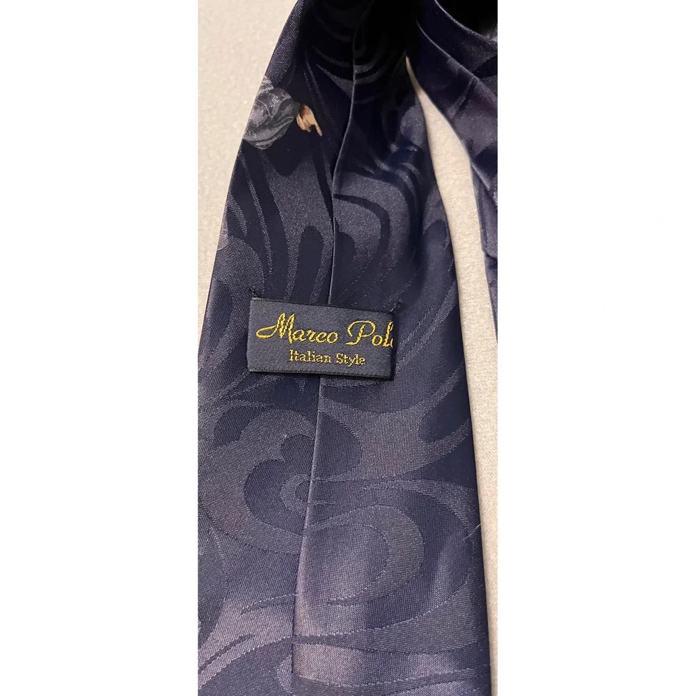 Marco Polo Italian Style Men Novelty Ties Three Wise Monkeys Retro Tech Navy 2PK